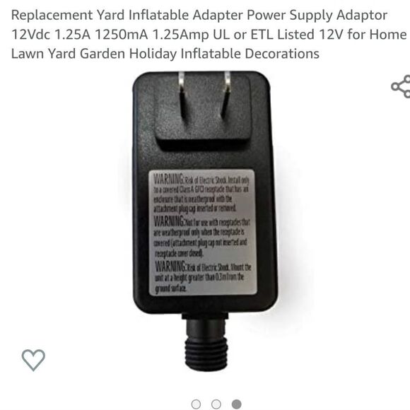 Replacement Yard Inflatable Adapter Power Supply Adaptor 12Vdc 1.25A 1250mA 1.25 - Picture 10 of 10